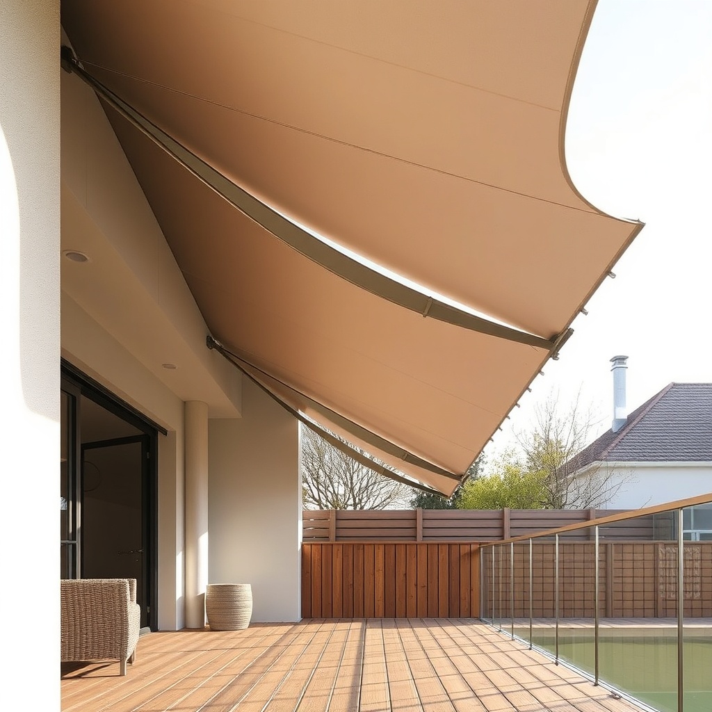 A modern Markilux 780 Gelenkarmmarkise partially extended over a wooden terrace