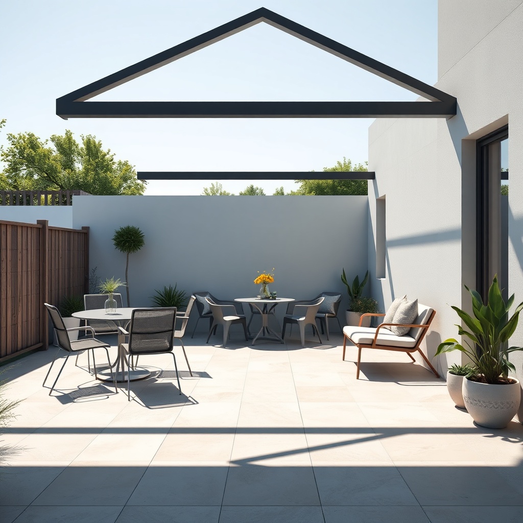 Photorealistic wide shot of a terrace with a Markilux 780 in Sunworker Acrylic dark grey c