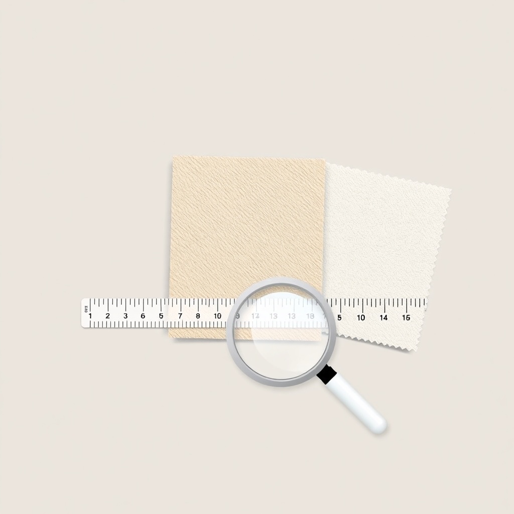 A simple illustration showing fabric samples of three different textile textures in beige