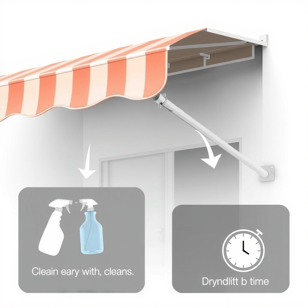 A photorealistic illustration showing a step-by-step diagram of a Weinor ArcTec awning wit